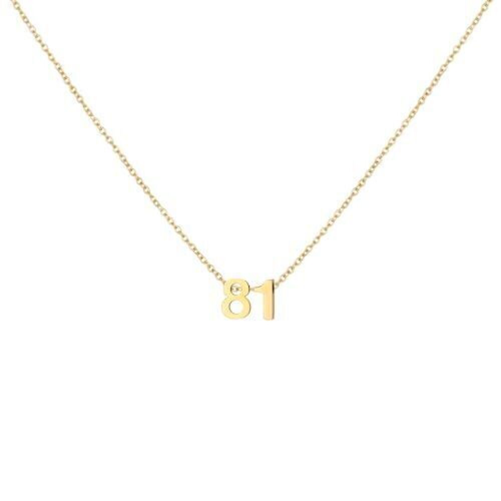 3190 18K Gold Plated Number 81 Necklace Dainty Pendant Chain Necklace